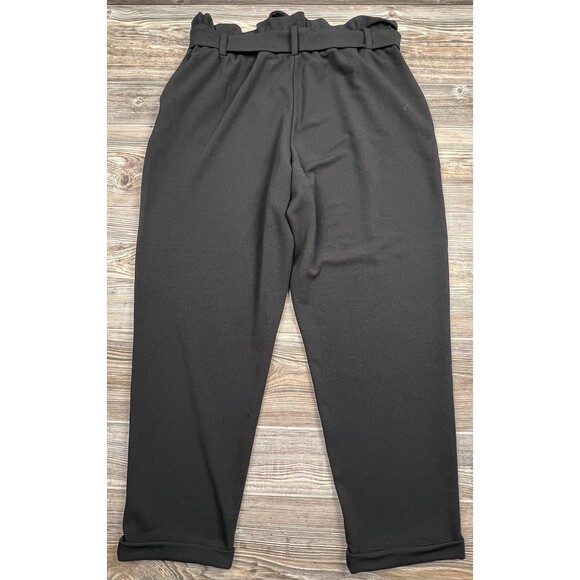 Maurices Black Paperbag High Rise Tie Waist Tapered Crepe Pants Size L - Picture 6 of 16
